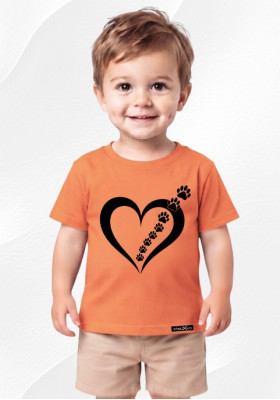 Детска тениска ArtistixLab Paw in a Heart, Оранжев, Органичен Памук, 56-68см