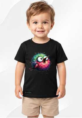 Детска тениска ArtistixLab Sweet Singing Bird, Черен, Памук, 86-91 см