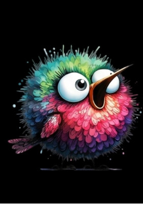 Детска тениска ArtistixLab Sweet Singing Bird, Черен, Памук, 86-91 см