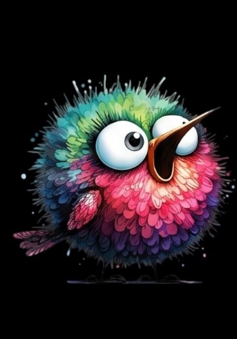 Детска тениска ArtistixLab Sweet Singing Bird, Черен, Памук, 86-91 см