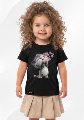 Детска тениска ArtistixLab Kissing Cat, Черен, Памук, 86-91 см