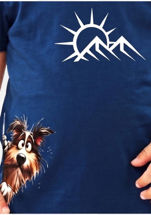 Детска тениска ArtistixLab Mountain Dog, Тъмносин, Органичен Памук, 80-86 см