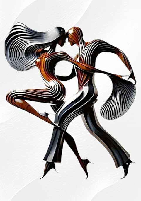 Елегантна стенна декорация от метал – Танцуваща двойка,  лазерно гравиране