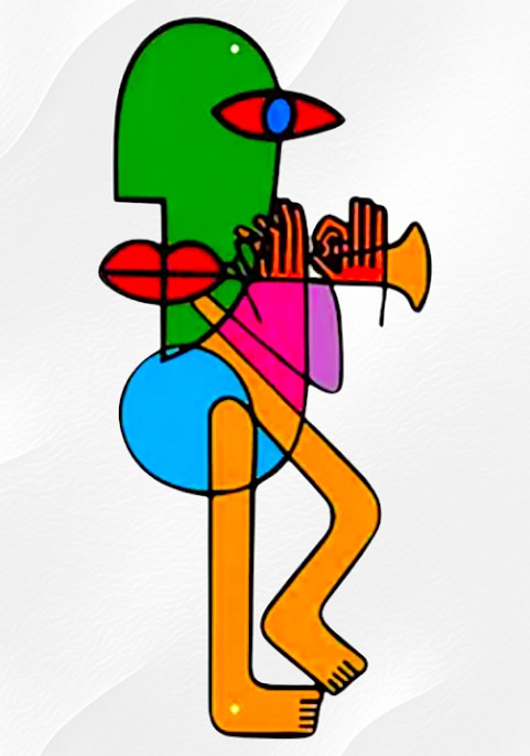 Метална табела Тромпетист абстрактен стил Пикасо