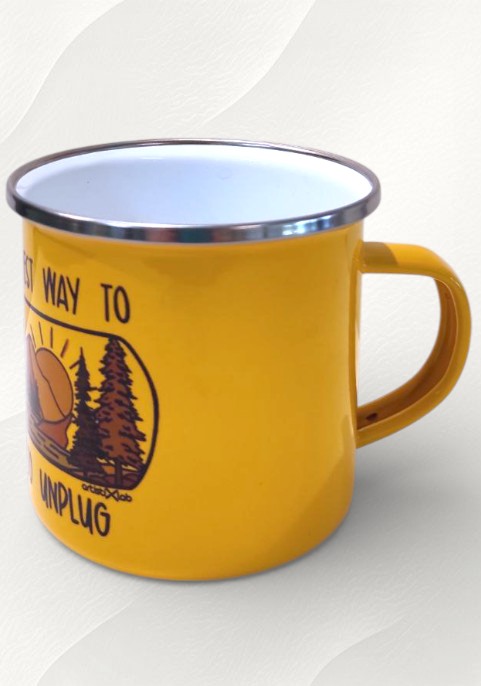 Емайлирана чаша жълта "Зареди се"