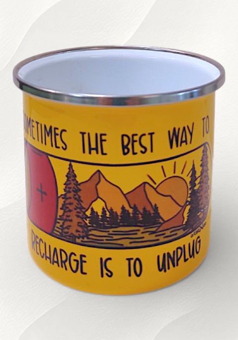 Емайлирана чаша жълта "Зареди се"