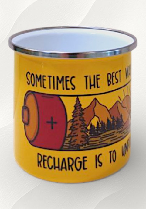 Емайлирана чаша жълта "Зареди се"