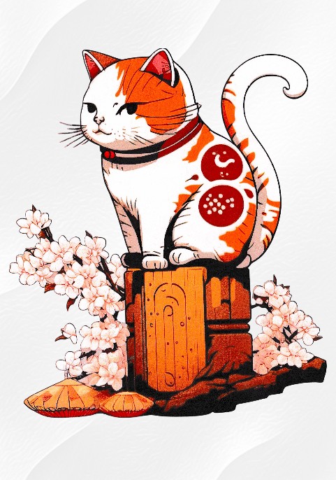 Суитшърт с цип - Японско коте