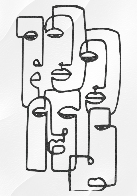 Суитшърт с цип - Пет абстрактни лица