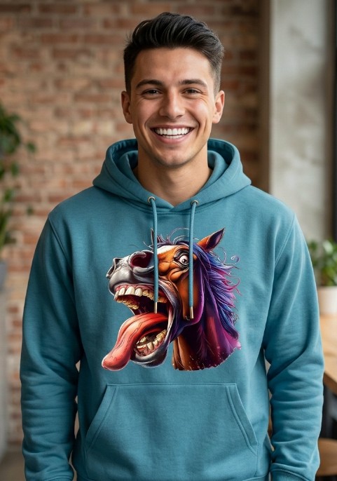 Суитшърт с ухилен кон