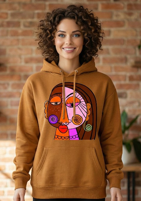 Суитшърт Охра " Абстрактна мацка"