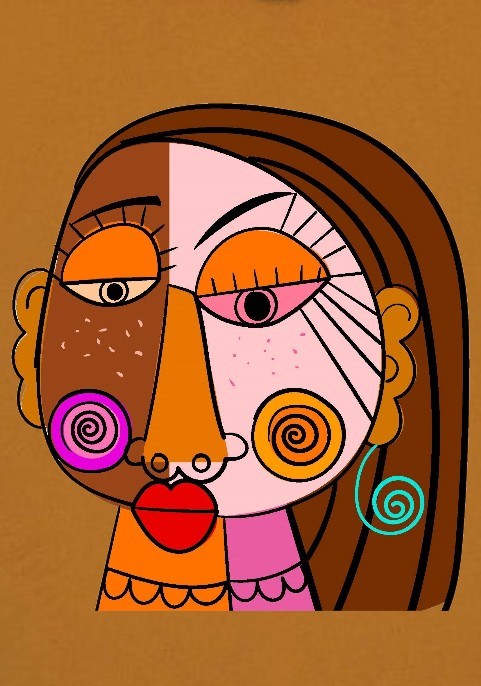 Суитшърт Охра " Абстрактна мацка"