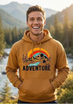 Суитшърт Охра " Търси приключения"