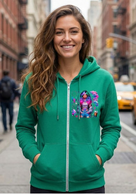 Суитшърт Ментово зелено с цип "Татуировки"