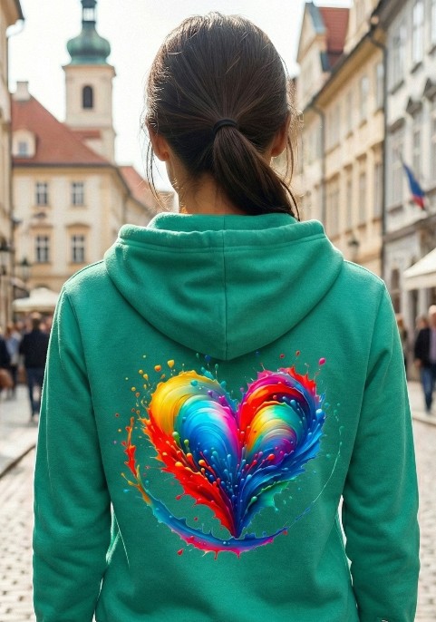 Суитшърт Ментово зелено с цип "Сърце"