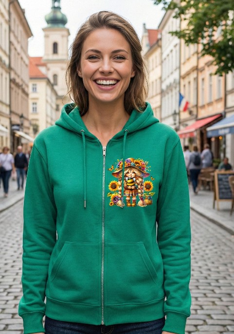 Суитшърт Ментово зелено с цип "Момиченце"