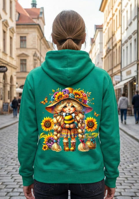 Суитшърт Ментово зелено с цип "Момиченце"