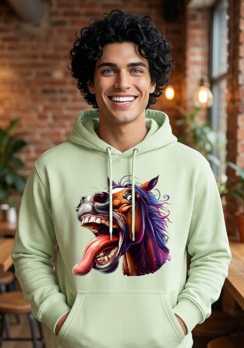 Суитшърт Стийм грийн "Изплезен кон"