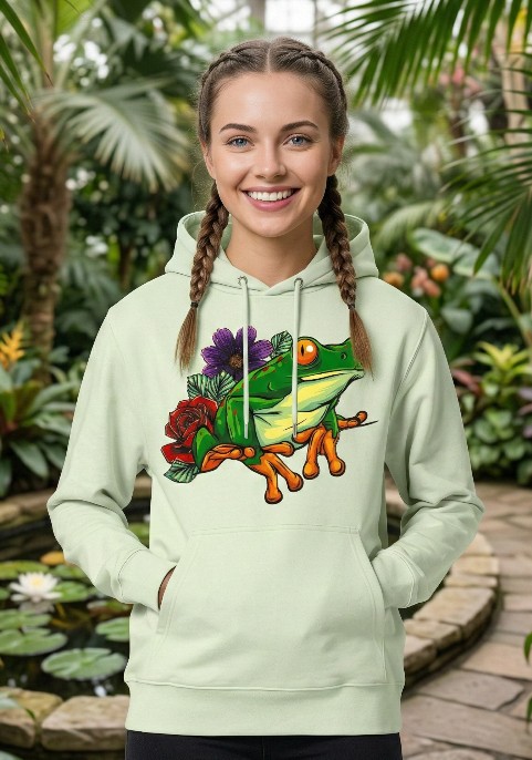 Суитшърт Стийм грийн  "Жабка с цветя"