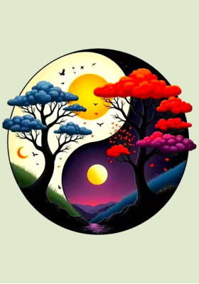 Суитшърт Стийм грийн  "Ин Ян"