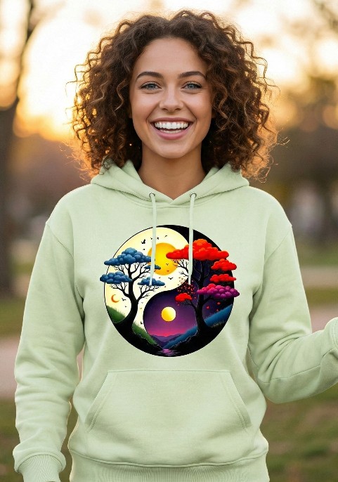 Суитшърт Стийм грийн  "Ин Ян"