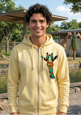 Суитшърт жълт с цип " Жираф син"