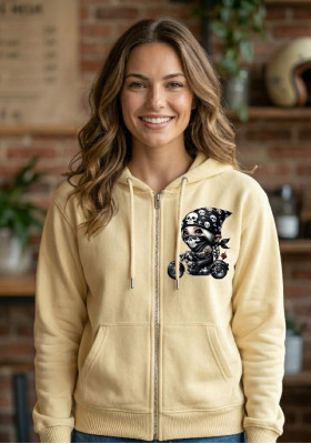 Суитшърт жълт с цип " Металка с мотор"