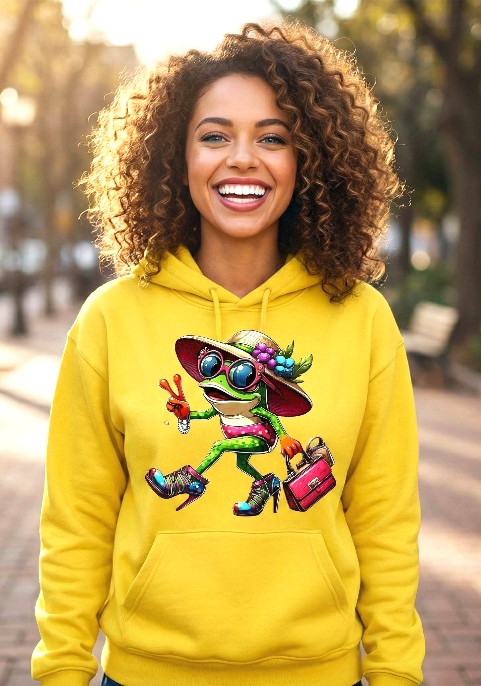 Суитшърт патешко жълто "Фешън жаба"