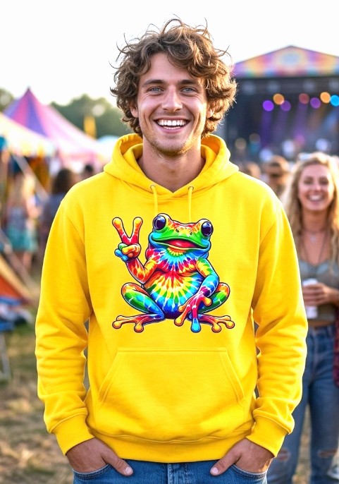 Суитшърт патешко жълто "Жаба Хипи"
