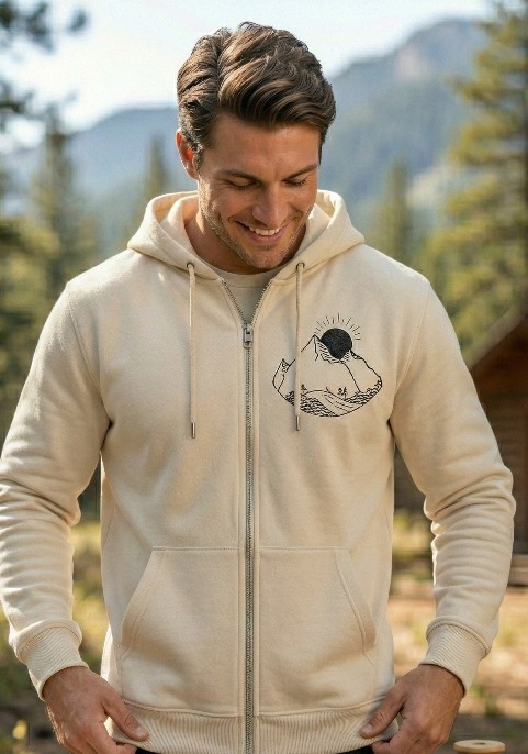 Суитшърт с цип бежав - Слънчева планина