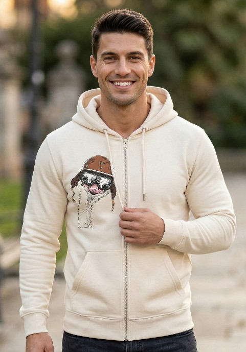 Суитшърт бежав с цип " Щраус"