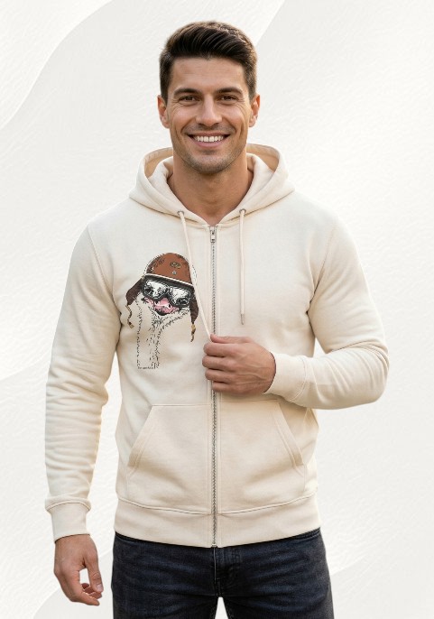 Суитшърт бежав с цип " Щраус"