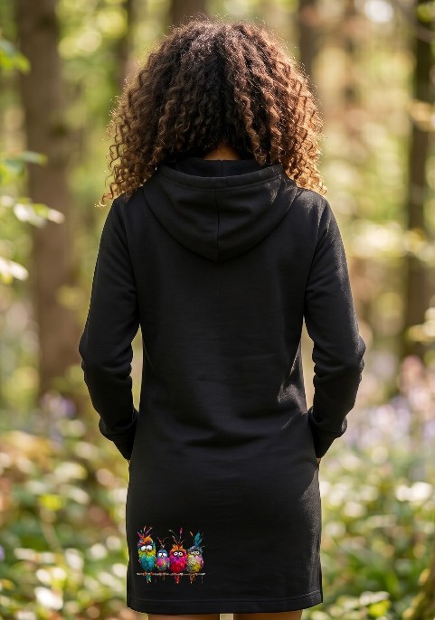 Суитшърт черен пилета на клон