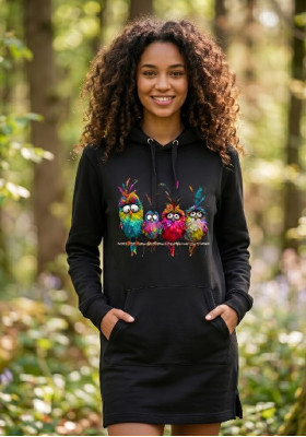 Суитшърт черен пилета на клон