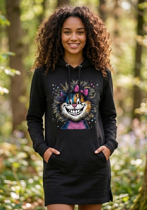 Суитшърт черен рошаво коте