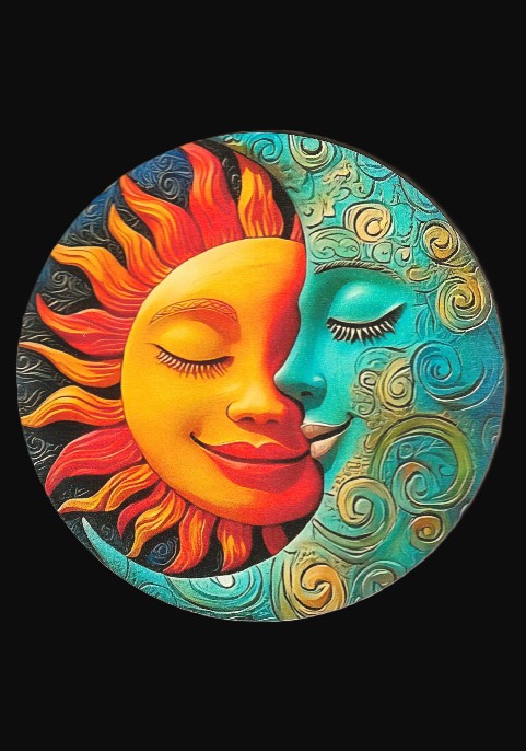 Суитшърт черен " Слънце и Луна"